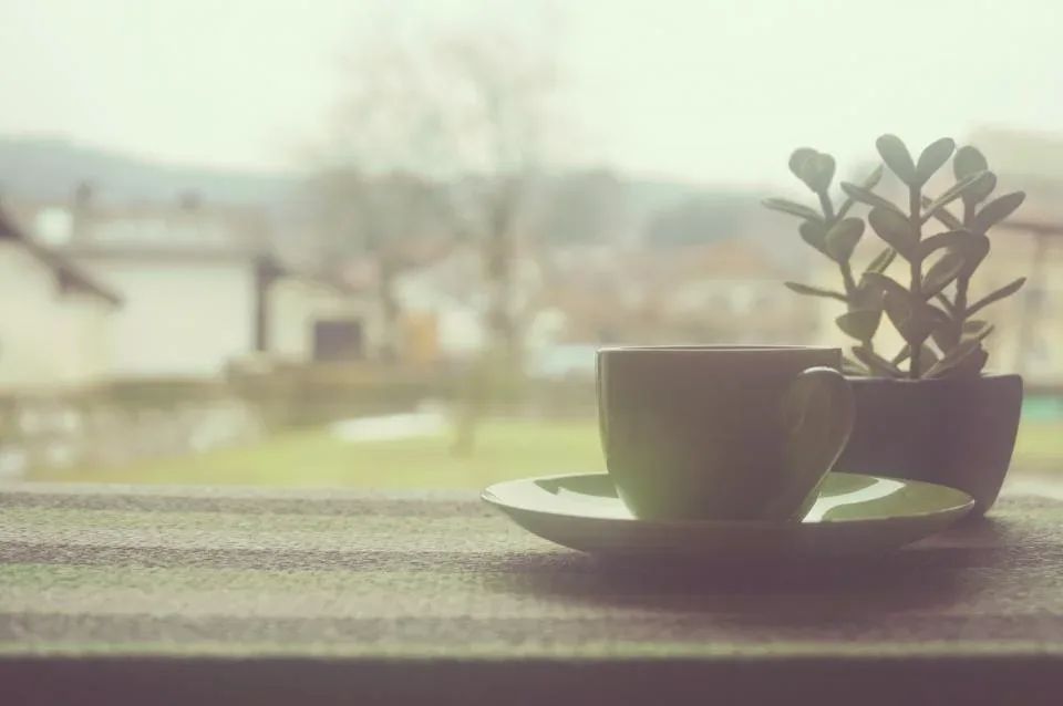 Pencere önünde bir fincan kahve